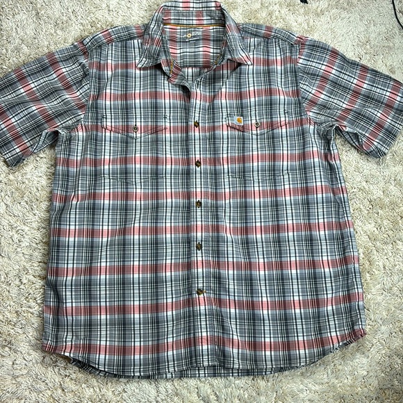 Carhartt Force Relaxed Fit Short Sleeve Button Up Lightweight Plaid Shirt, XL - Picture 1 of 7